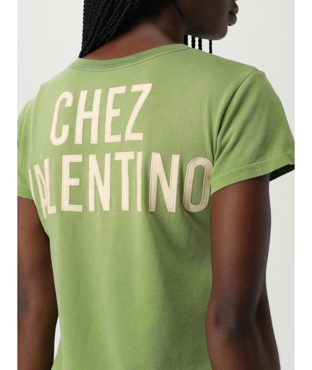 VALENTINO Зеленая хлопковая футболка, фото 4