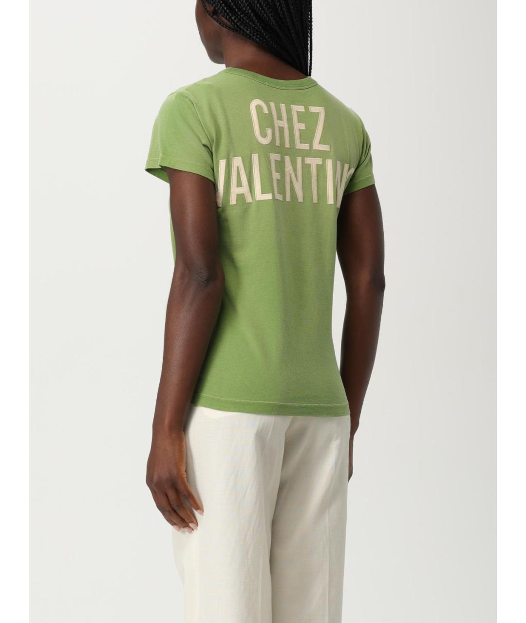 VALENTINO Зеленая хлопковая футболка, фото 2