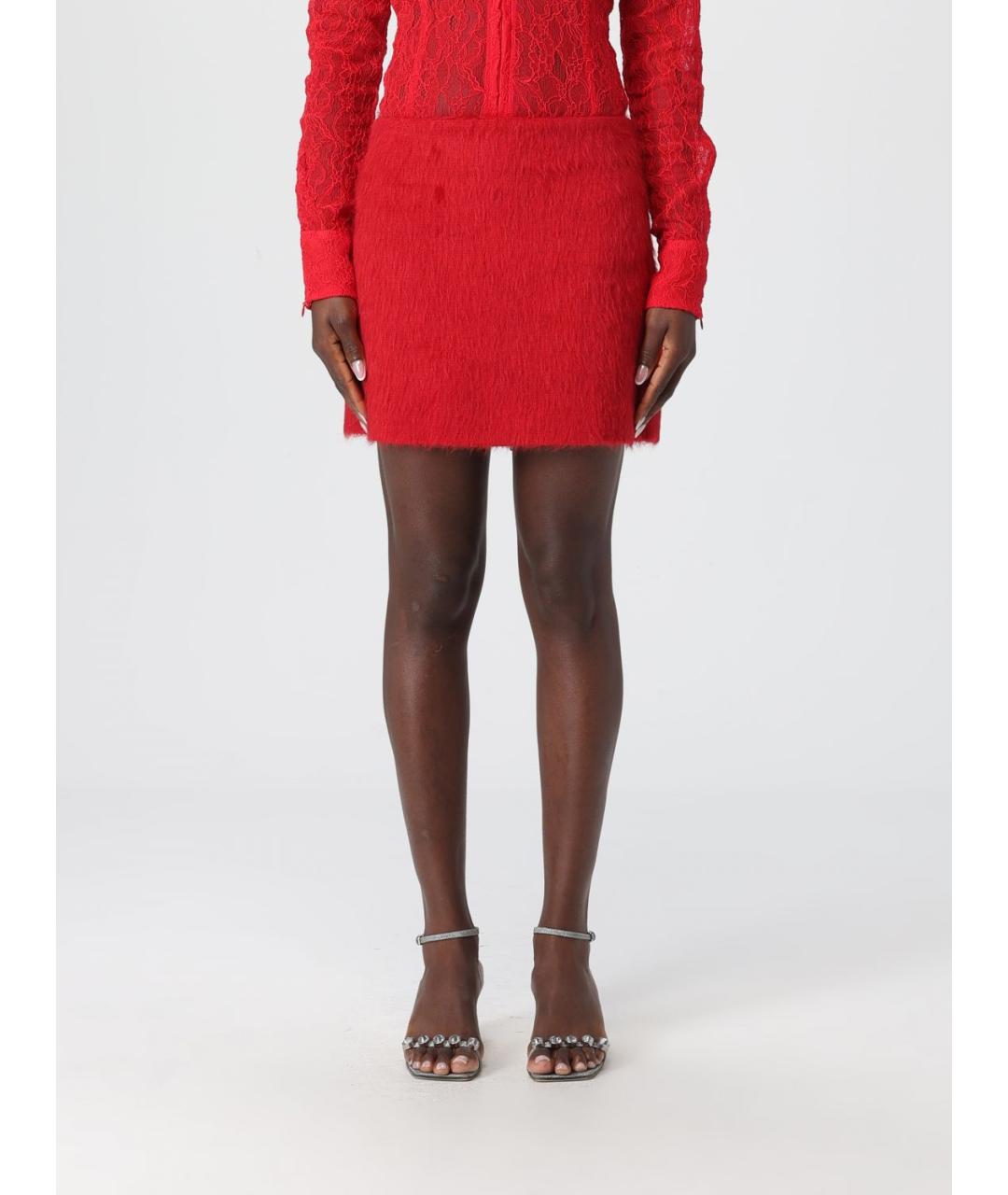MSGM Красная полиэстеровая юбка мини, фото 4