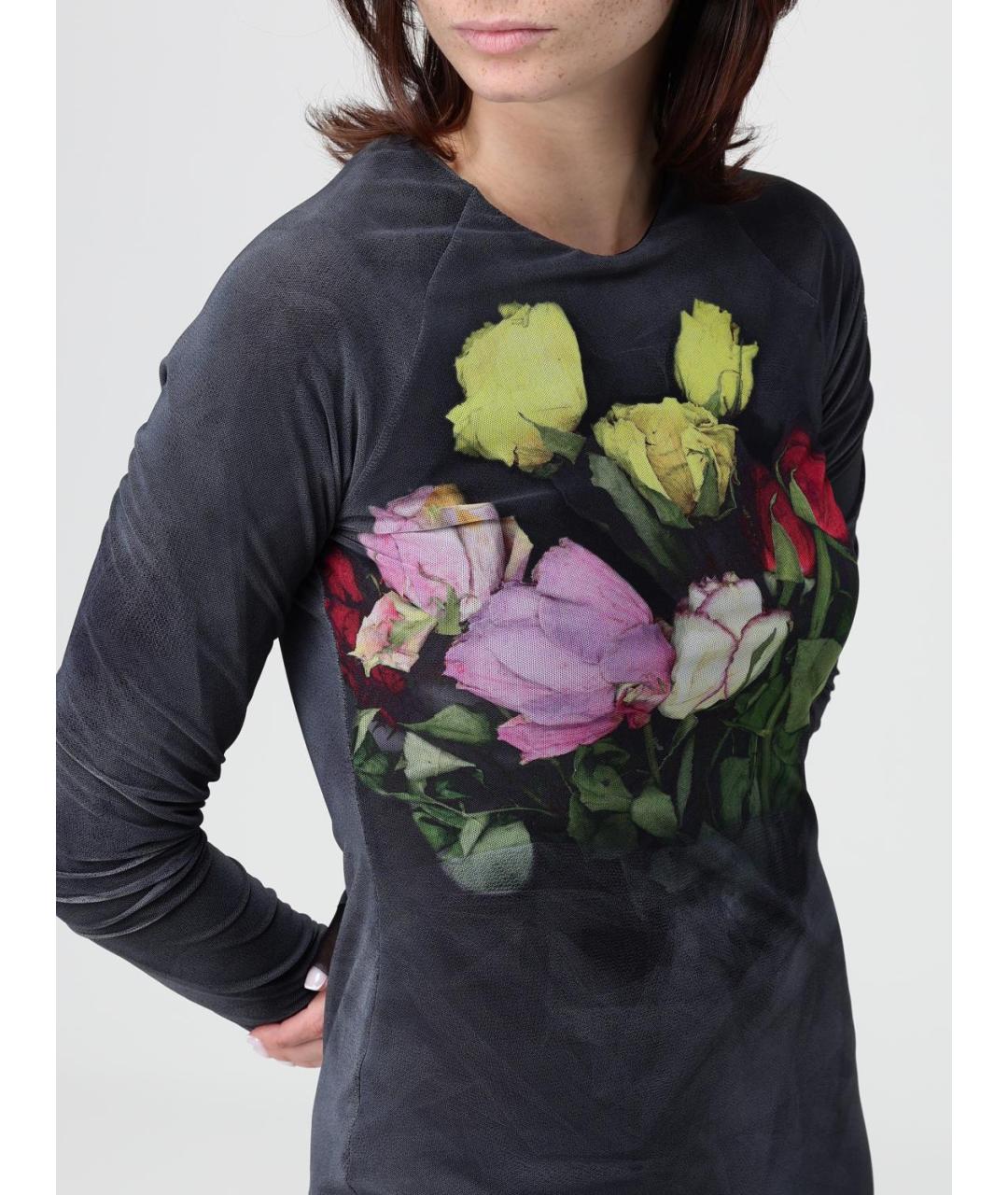 MSGM Антрацитовое полиэстеровое платье, фото 4