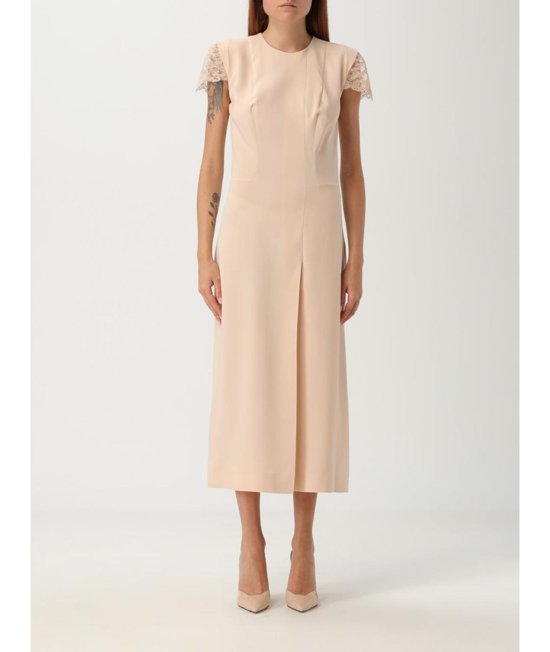 ERMANNO SCERVINO Бежевое вискозное повседневное платье, фото 5