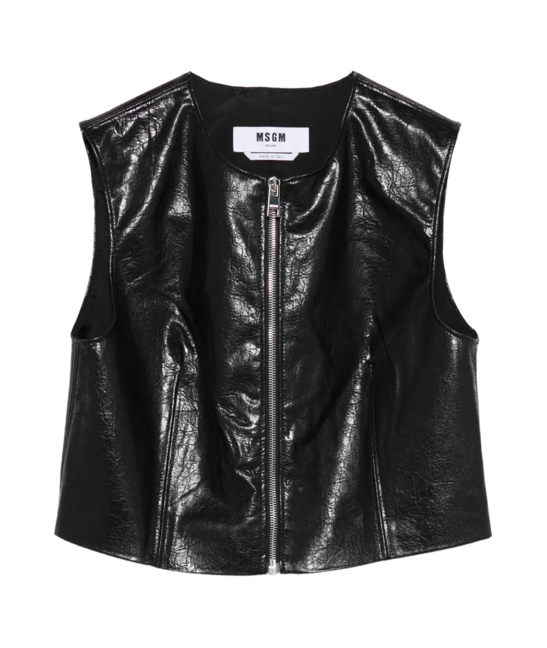 MSGM Черная вискозная майка, фото 1