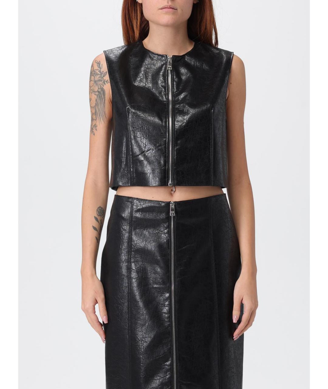 MSGM Черная вискозная майка, фото 2