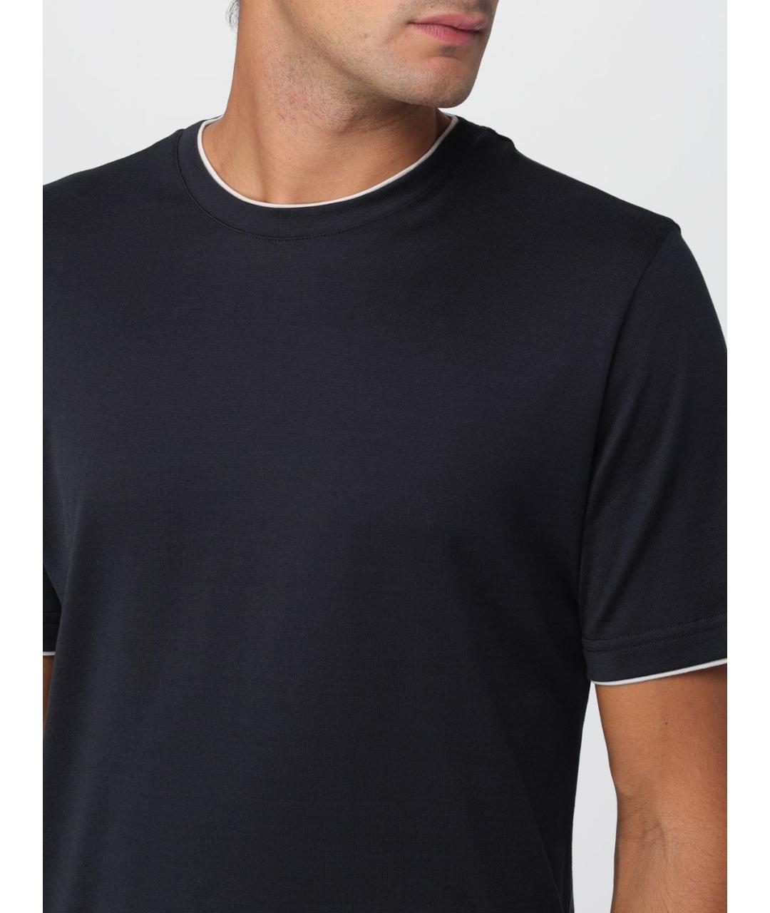 ELEVENTY Черная хлопковая футболка, фото 3