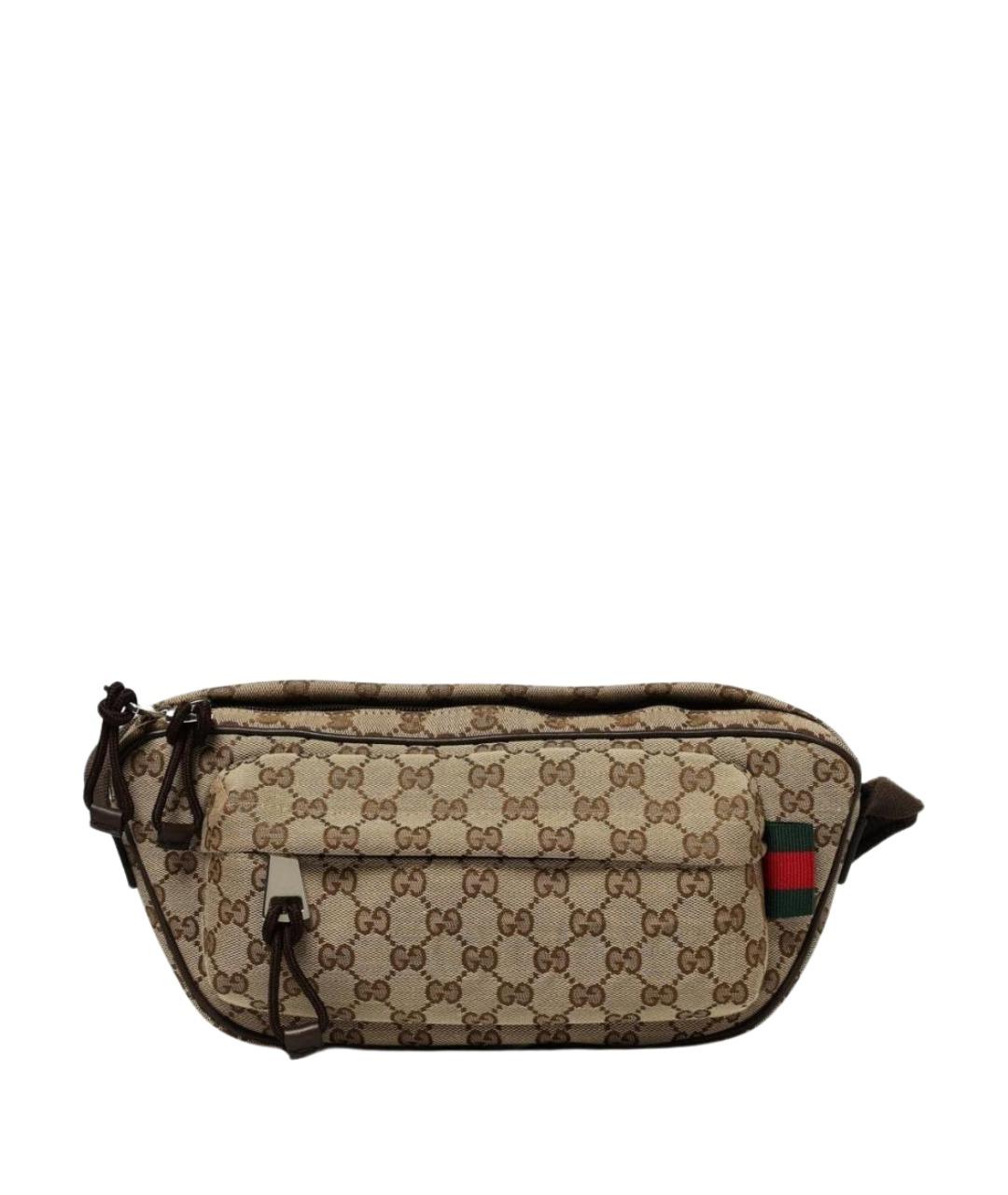 GUCCI Бежевая тканевая поясная сумка, фото 1