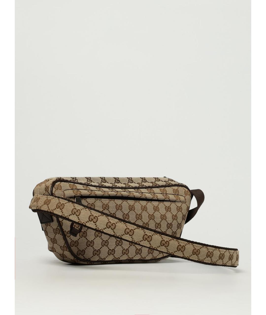 GUCCI Бежевая тканевая поясная сумка, фото 3