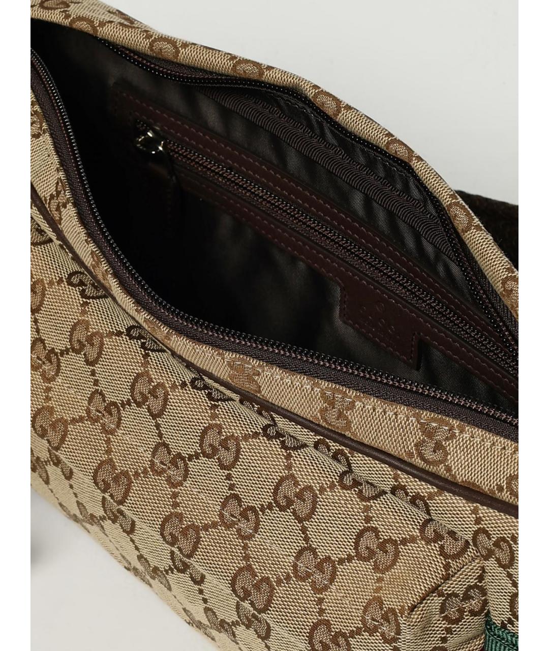 GUCCI Бежевая тканевая поясная сумка, фото 5