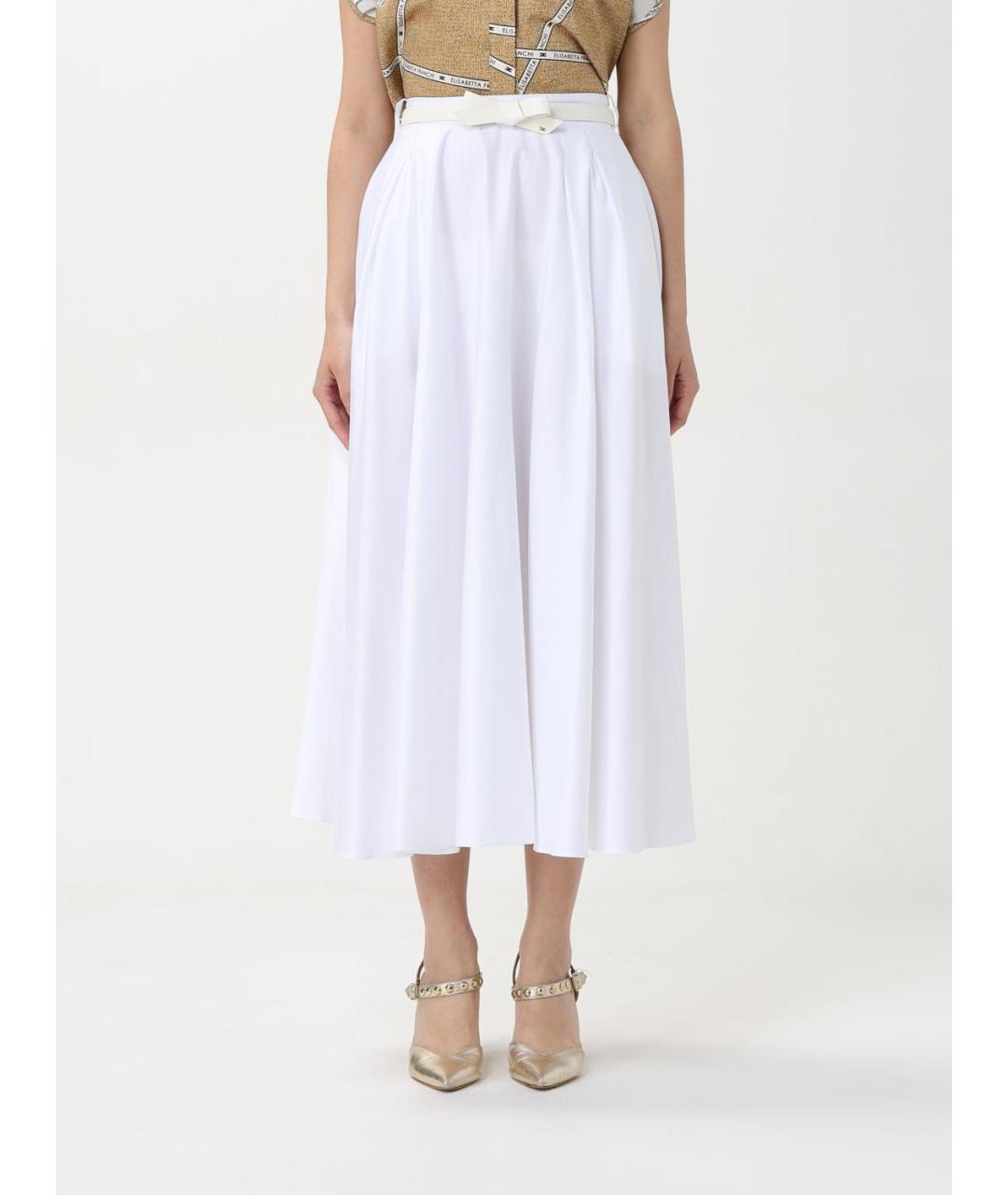 ELISABETTA FRANCHI Белая вискозная юбка макси, фото 4
