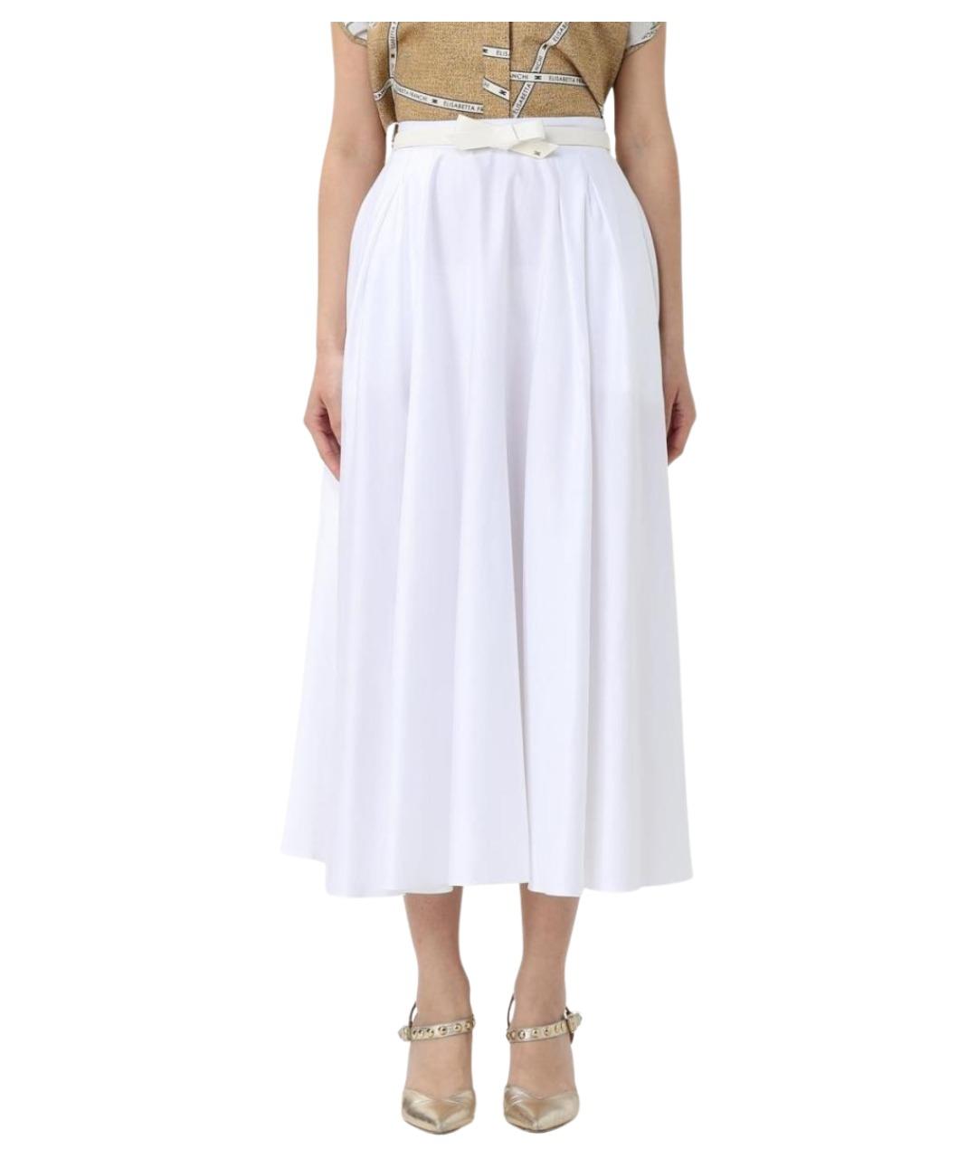ELISABETTA FRANCHI Белая вискозная юбка макси, фото 1