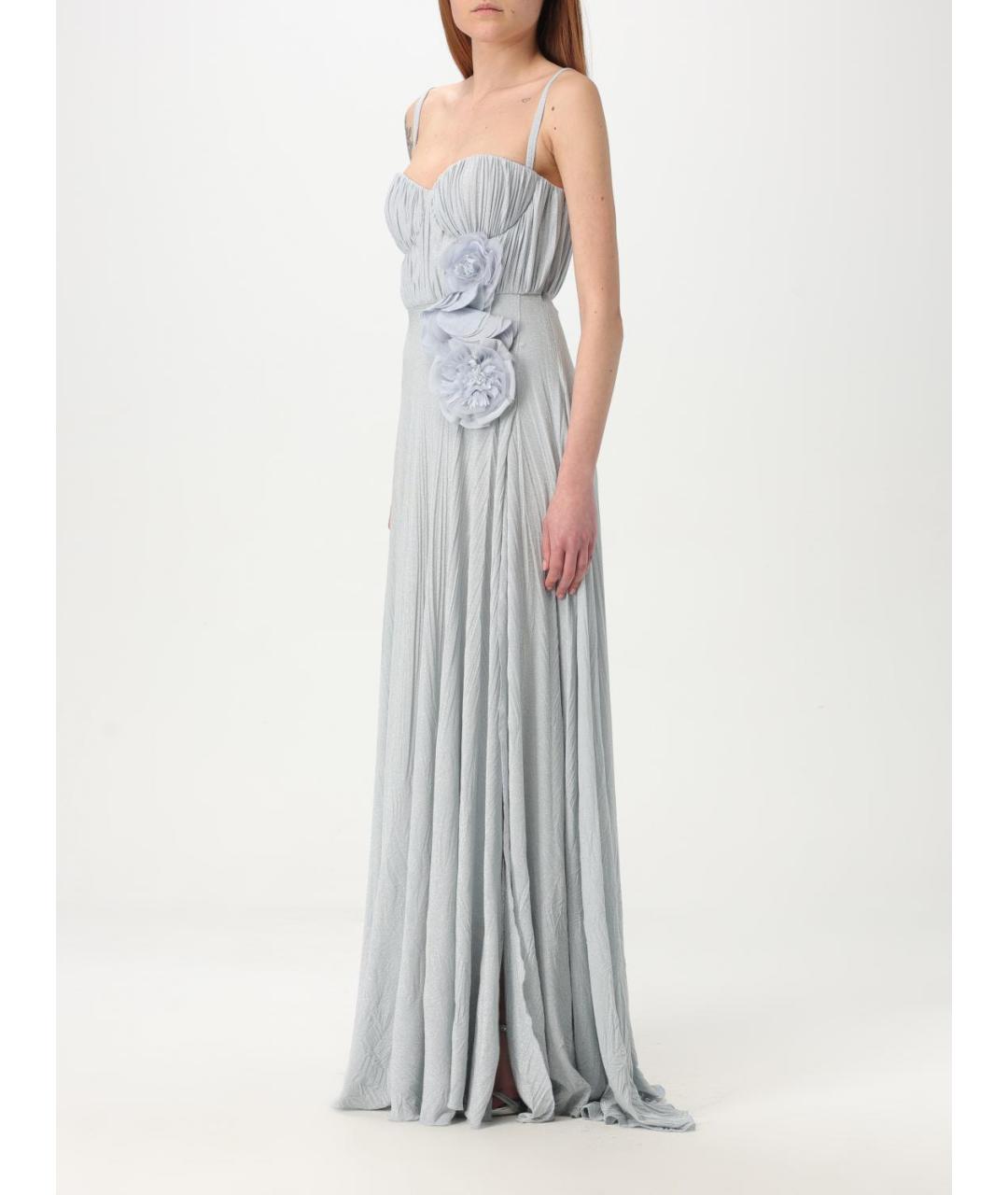 ELISABETTA FRANCHI Голубое вискозное вечернее платье, фото 3