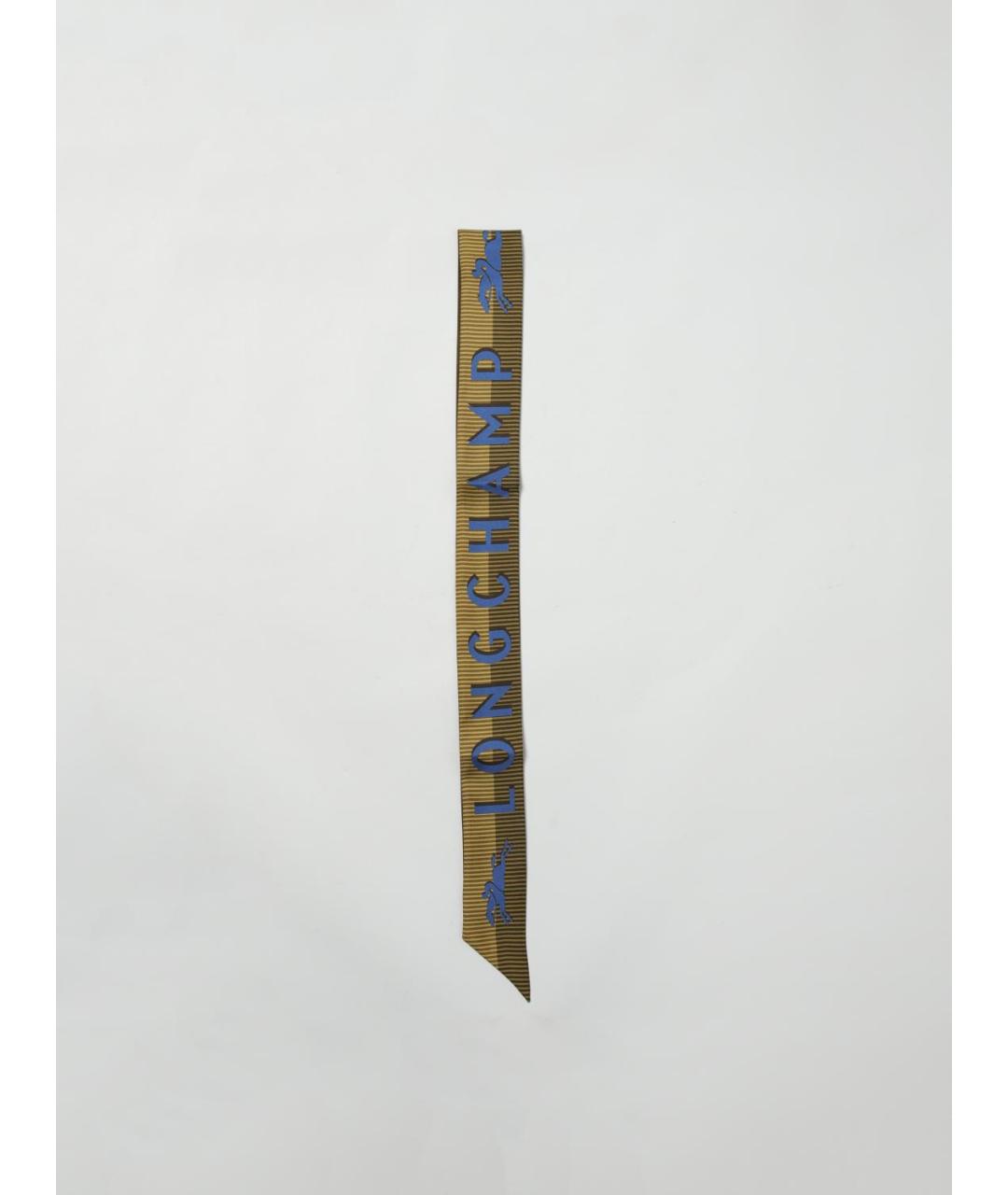 LONGCHAMP Хаки шелковый шарф, фото 4