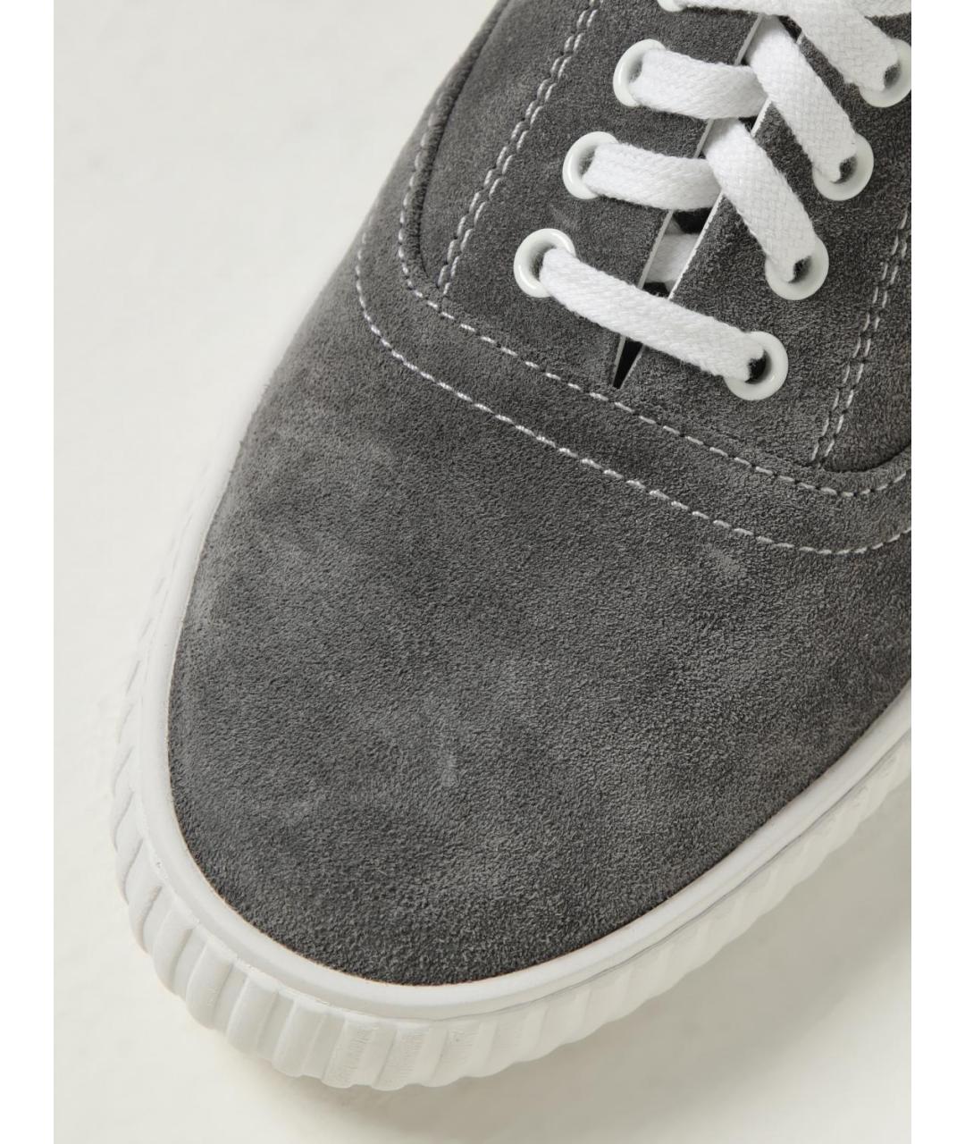 THOM BROWNE Серые замшевые низкие кроссовки / кеды, фото 4
