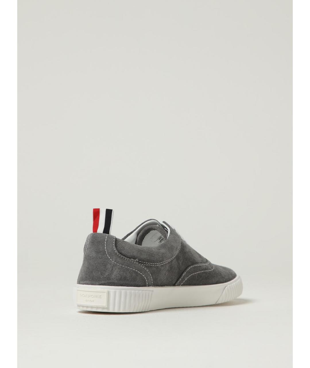 THOM BROWNE Серые замшевые низкие кроссовки / кеды, фото 3