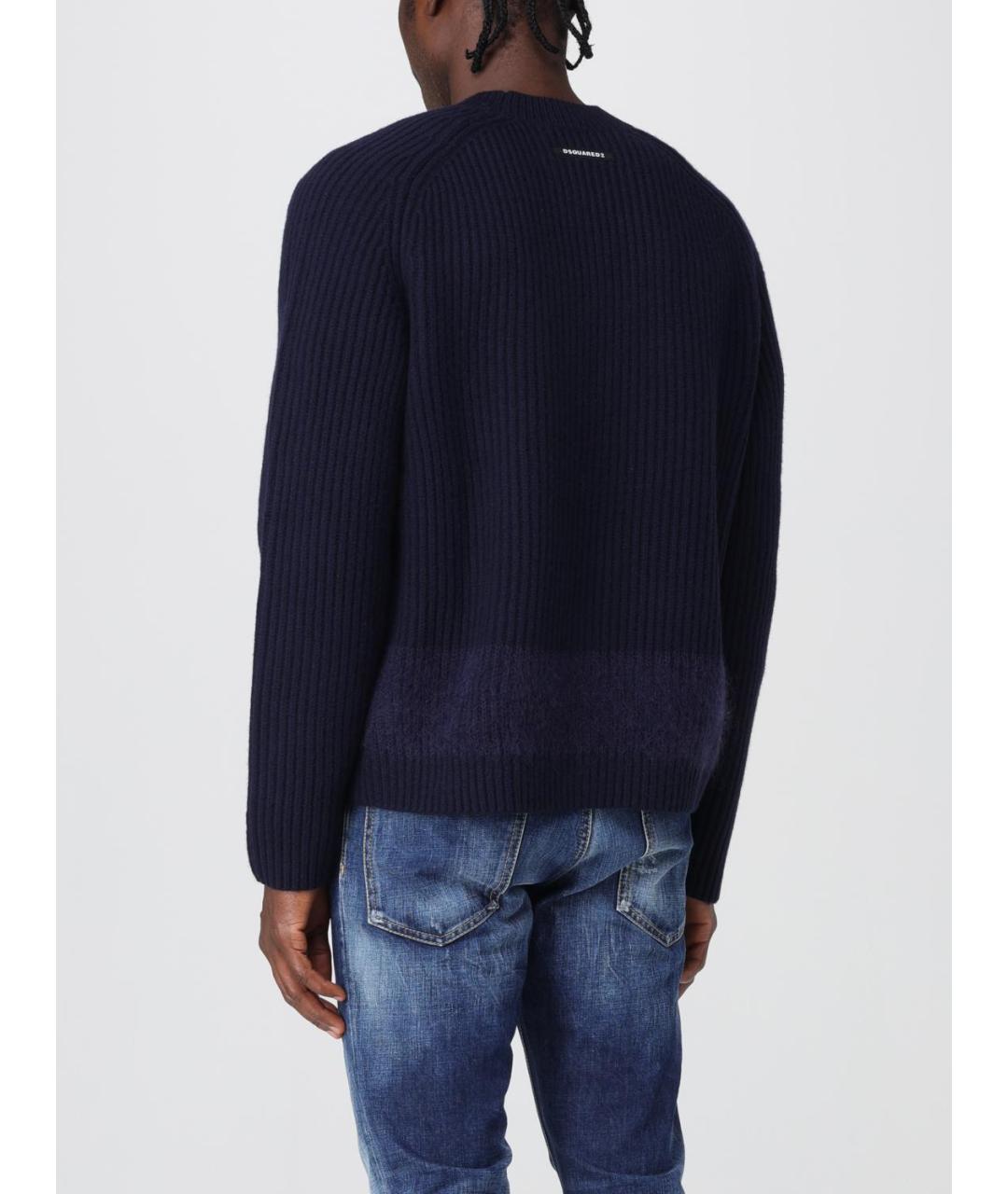 DSQUARED2 Темно-синий шерстяной джемпер / свитер, фото 2