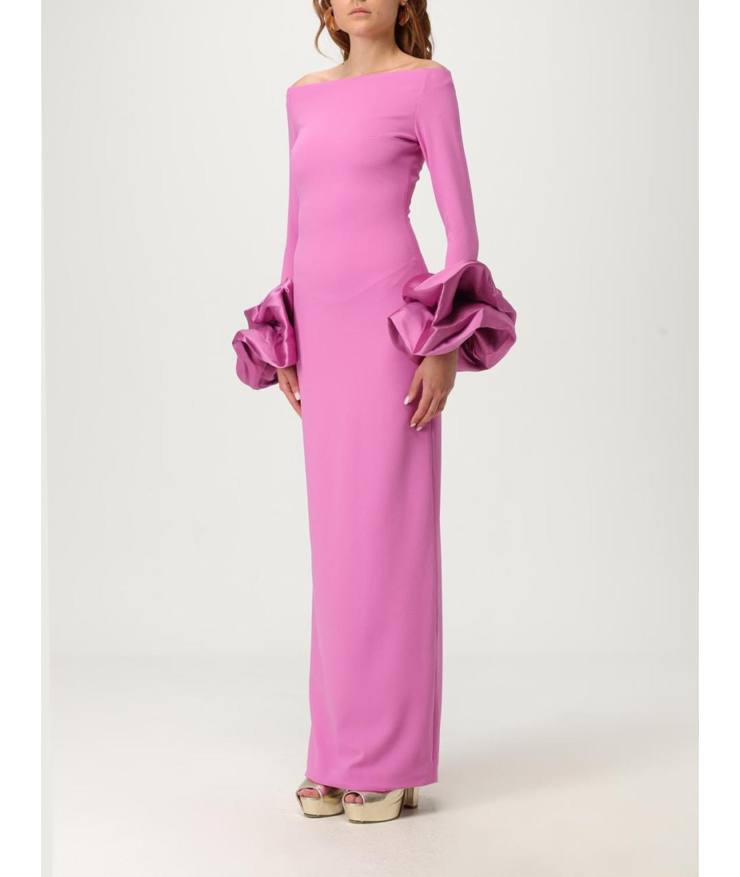 SOLACE LONDON Фуксия полиэстеровое вечернее платье, фото 3