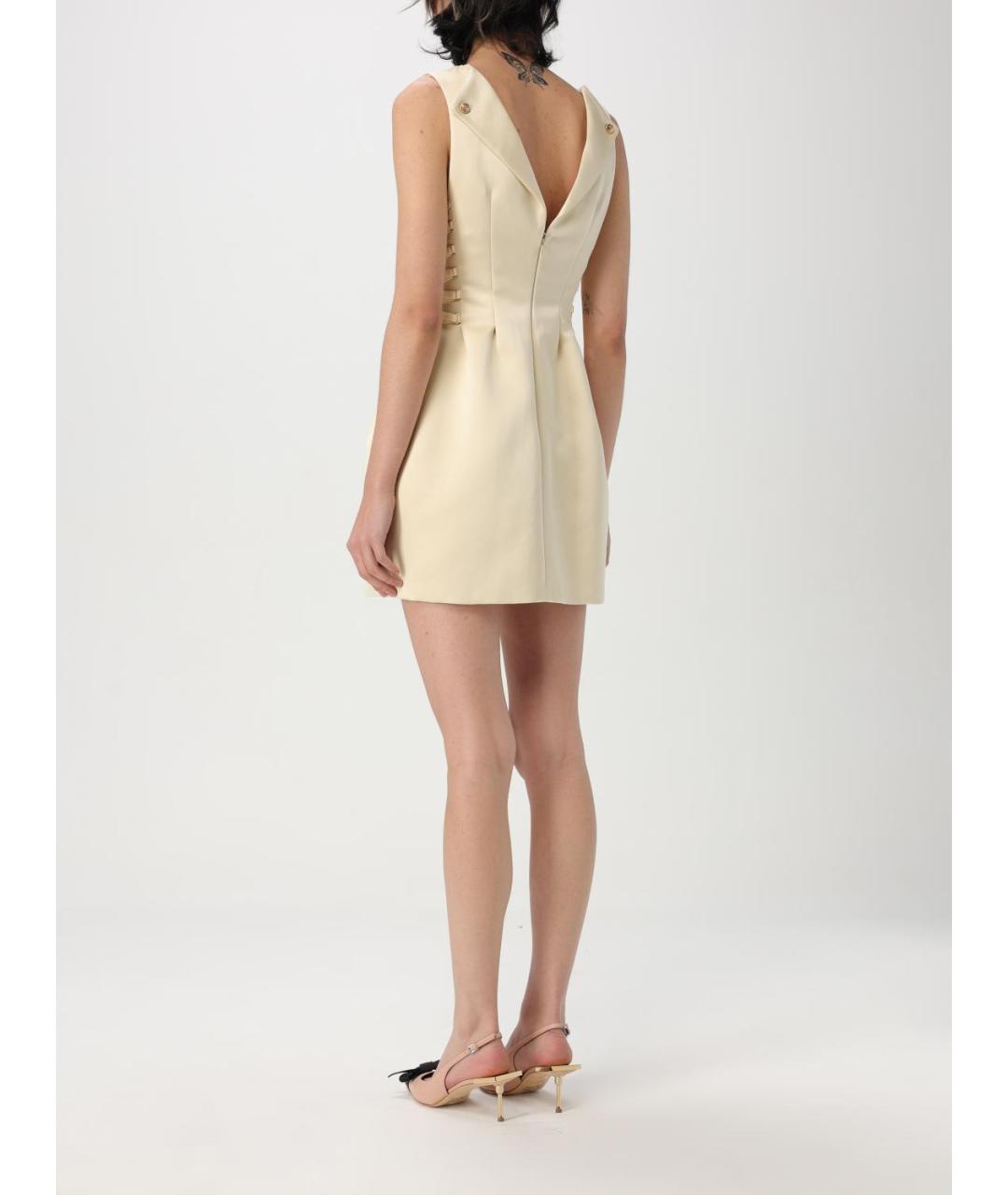 ELISABETTA FRANCHI Желтое полиэстеровое коктейльное платье, фото 2