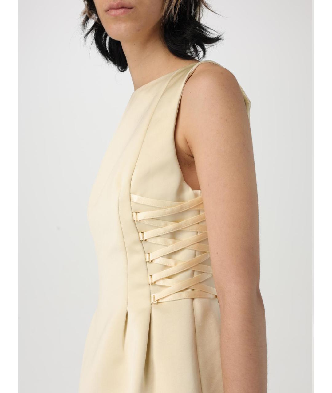 ELISABETTA FRANCHI Желтое полиэстеровое коктейльное платье, фото 3