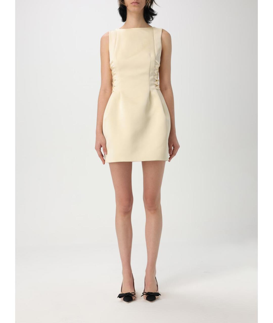 ELISABETTA FRANCHI Желтое полиэстеровое коктейльное платье, фото 4