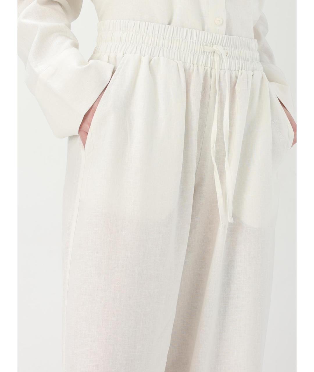 EMPORIO ARMANI Бежевые вискозные прямые брюки, фото 4