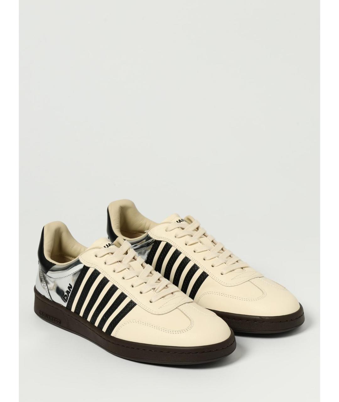 DSQUARED2 Белые кожаные низкие кроссовки / кеды, фото 2