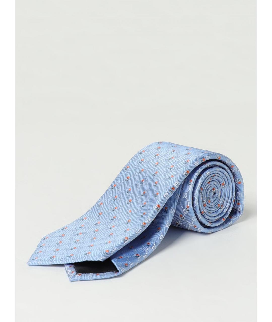 GUCCI Голубой шелковый галстук, фото 3