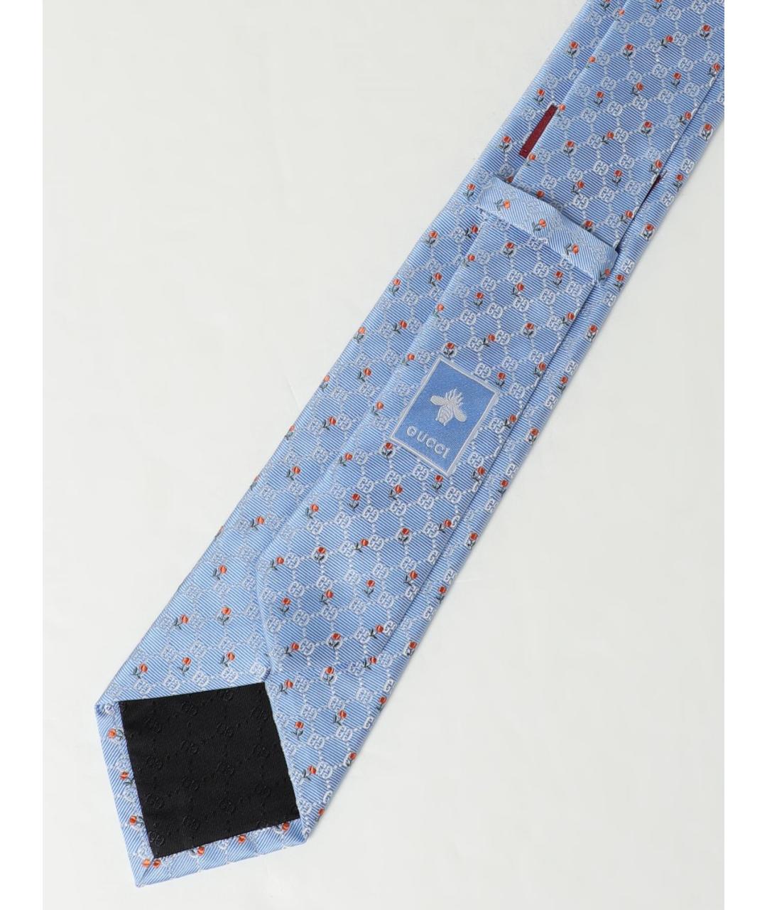 GUCCI Голубой шелковый галстук, фото 2