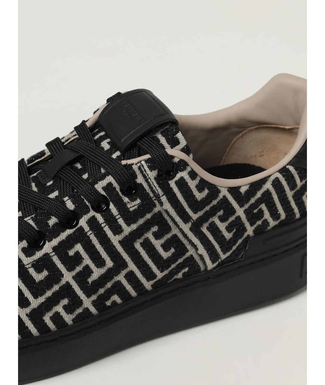 BALMAIN Черные текстильные низкие кроссовки / кеды, фото 4