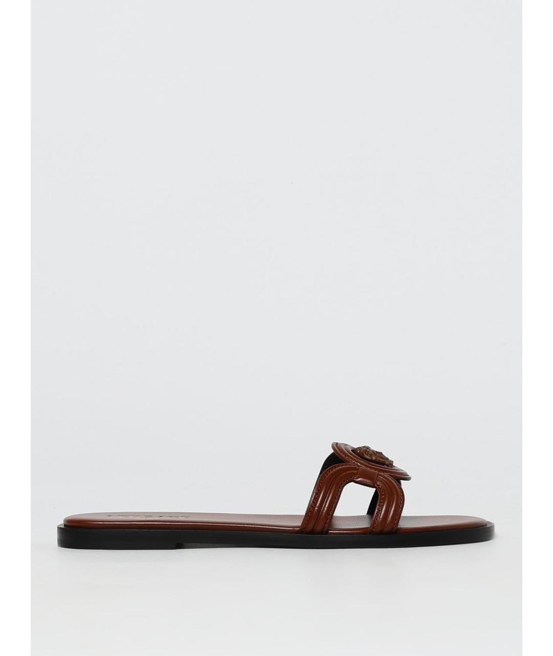 VERSACE Коричневые кожаные шлепанцы, фото 5