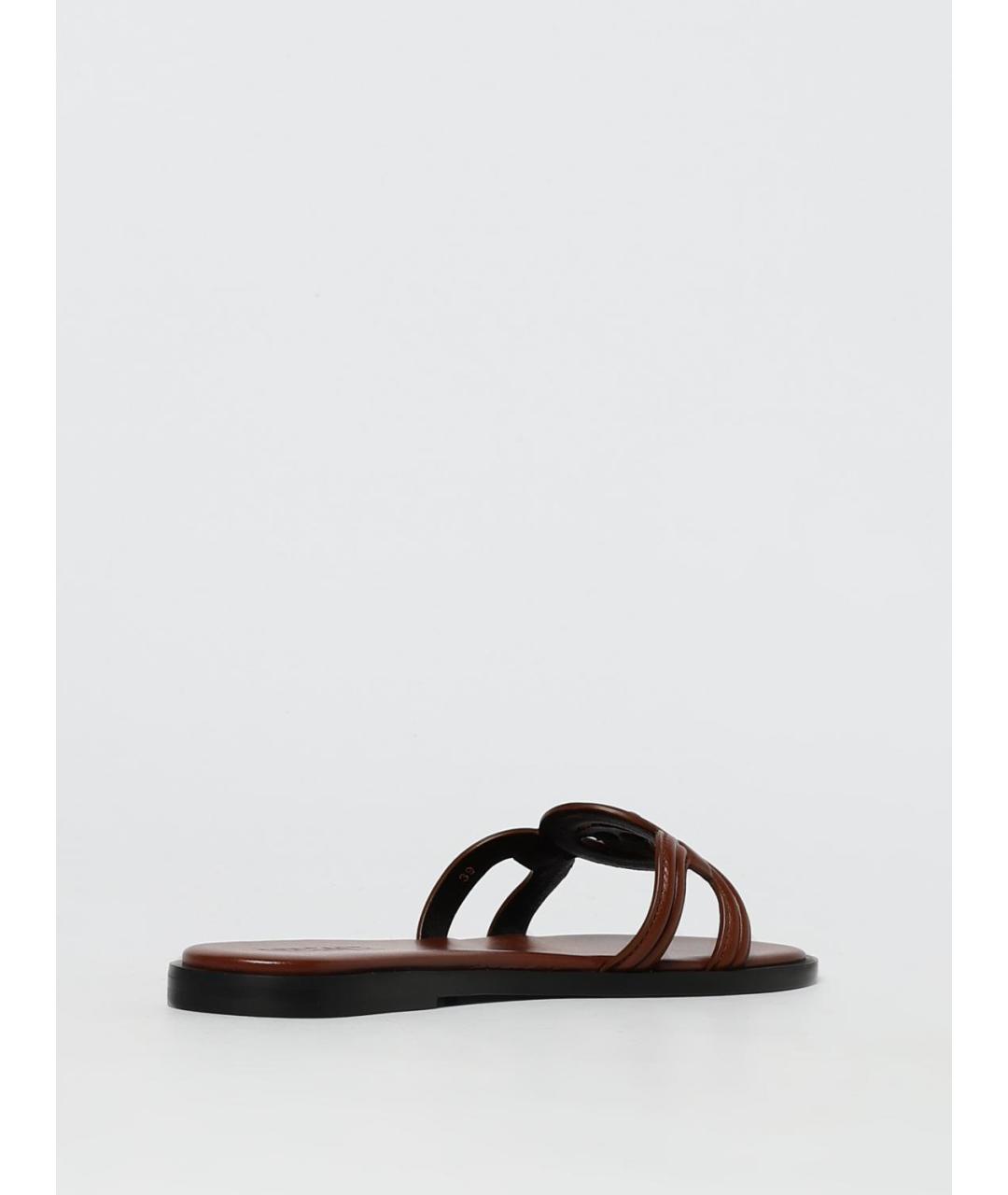 VERSACE Коричневые кожаные шлепанцы, фото 3