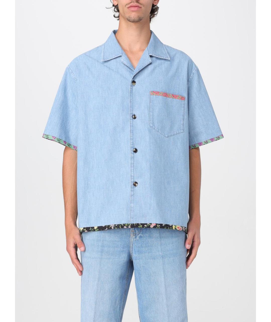 VALENTINO Голубая хлопковая кэжуал рубашка, фото 6