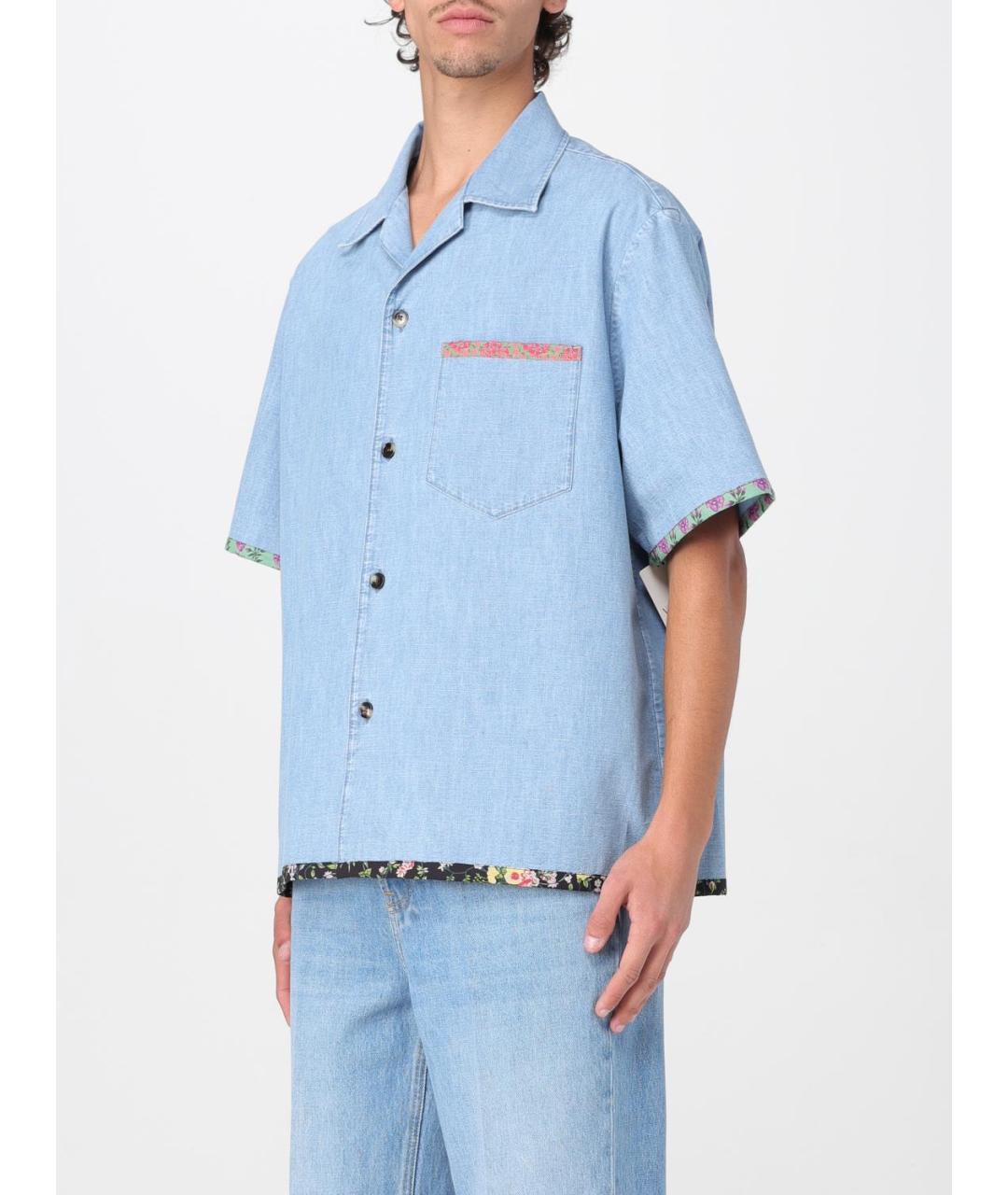 VALENTINO Голубая хлопковая кэжуал рубашка, фото 4