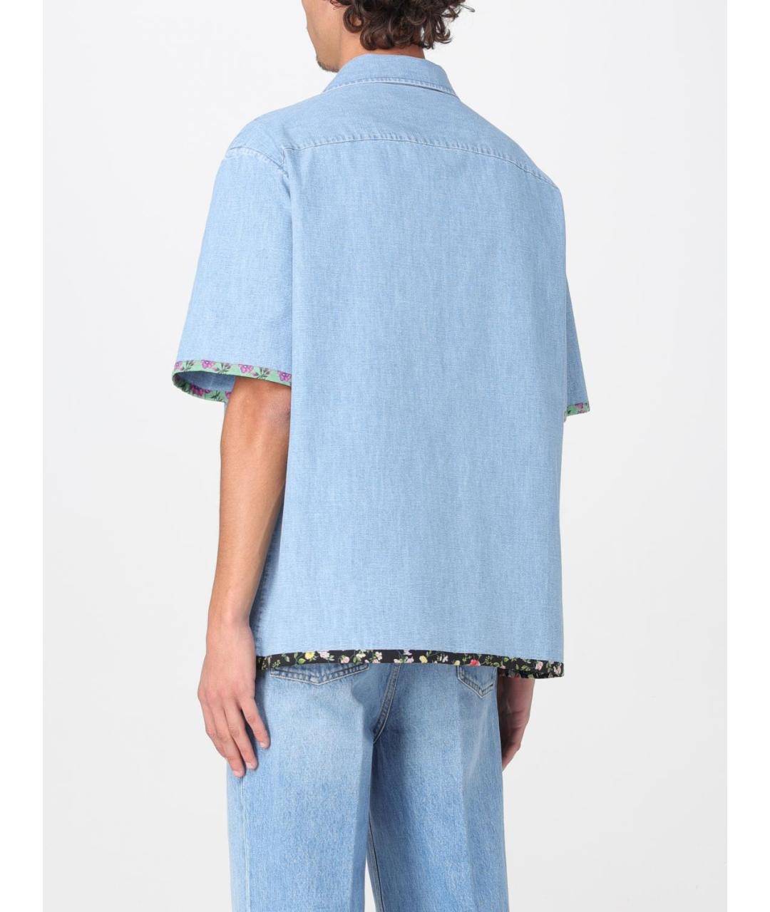 VALENTINO Голубая хлопковая кэжуал рубашка, фото 3