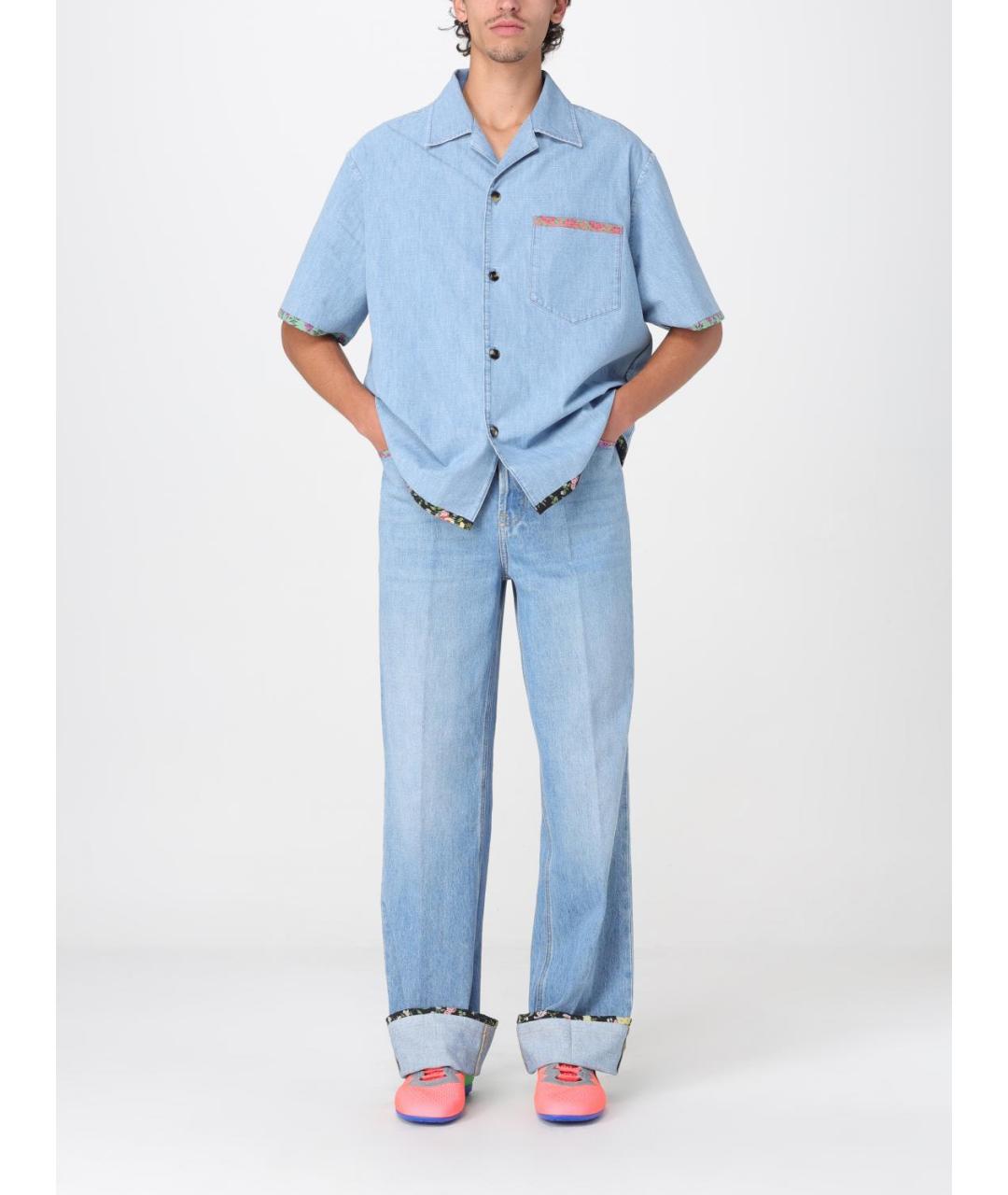 VALENTINO Голубая хлопковая кэжуал рубашка, фото 2