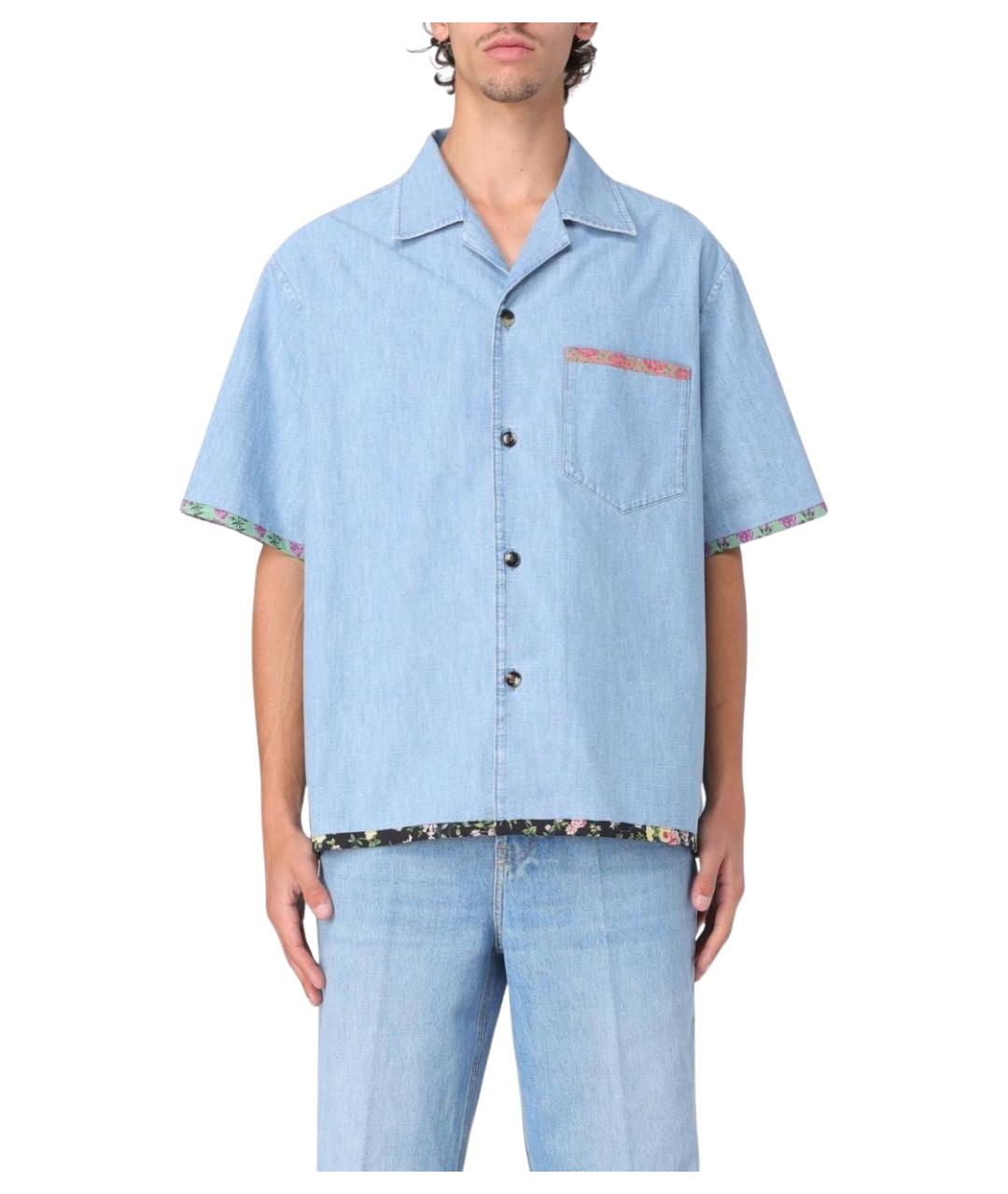 VALENTINO Голубая хлопковая кэжуал рубашка, фото 1