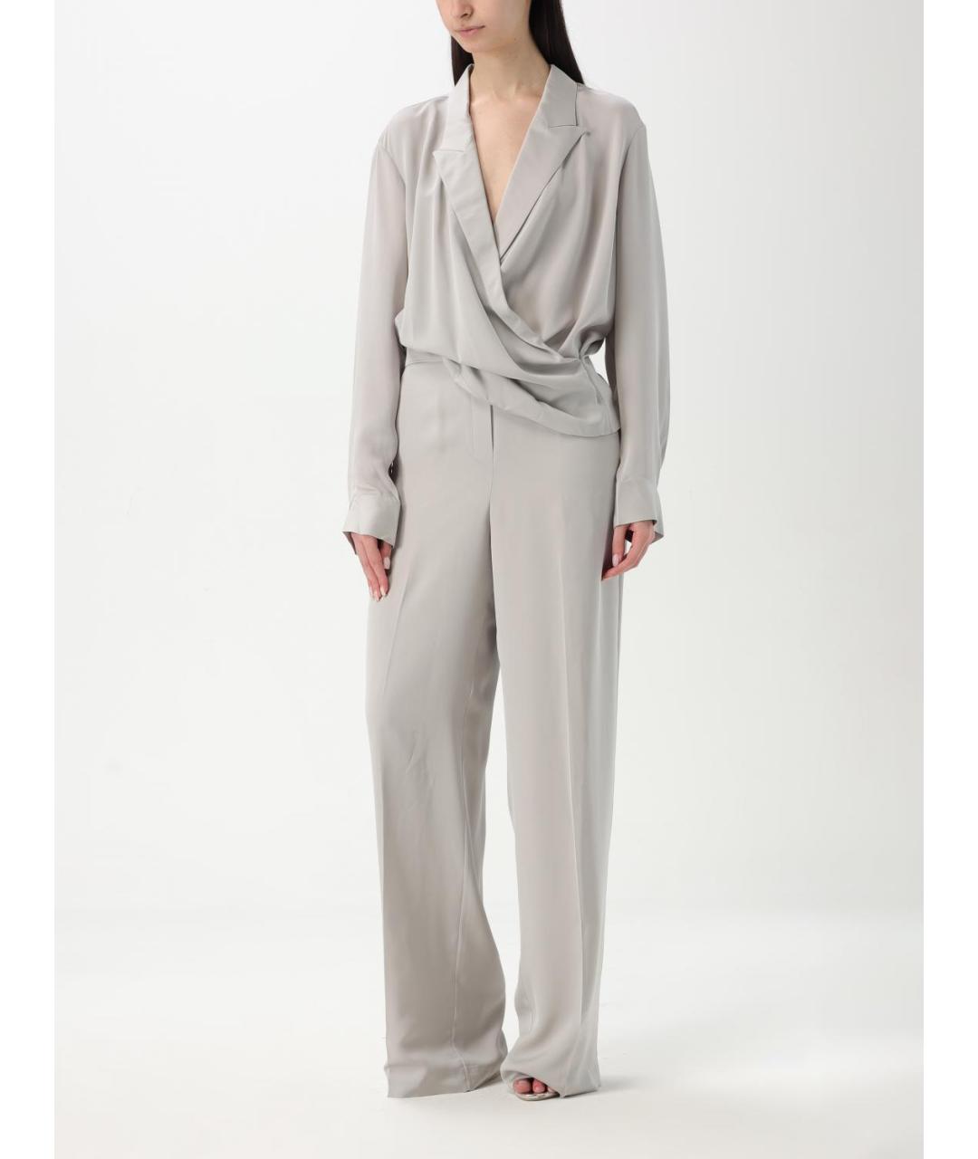 THEORY Серая шелковая блузы, фото 2