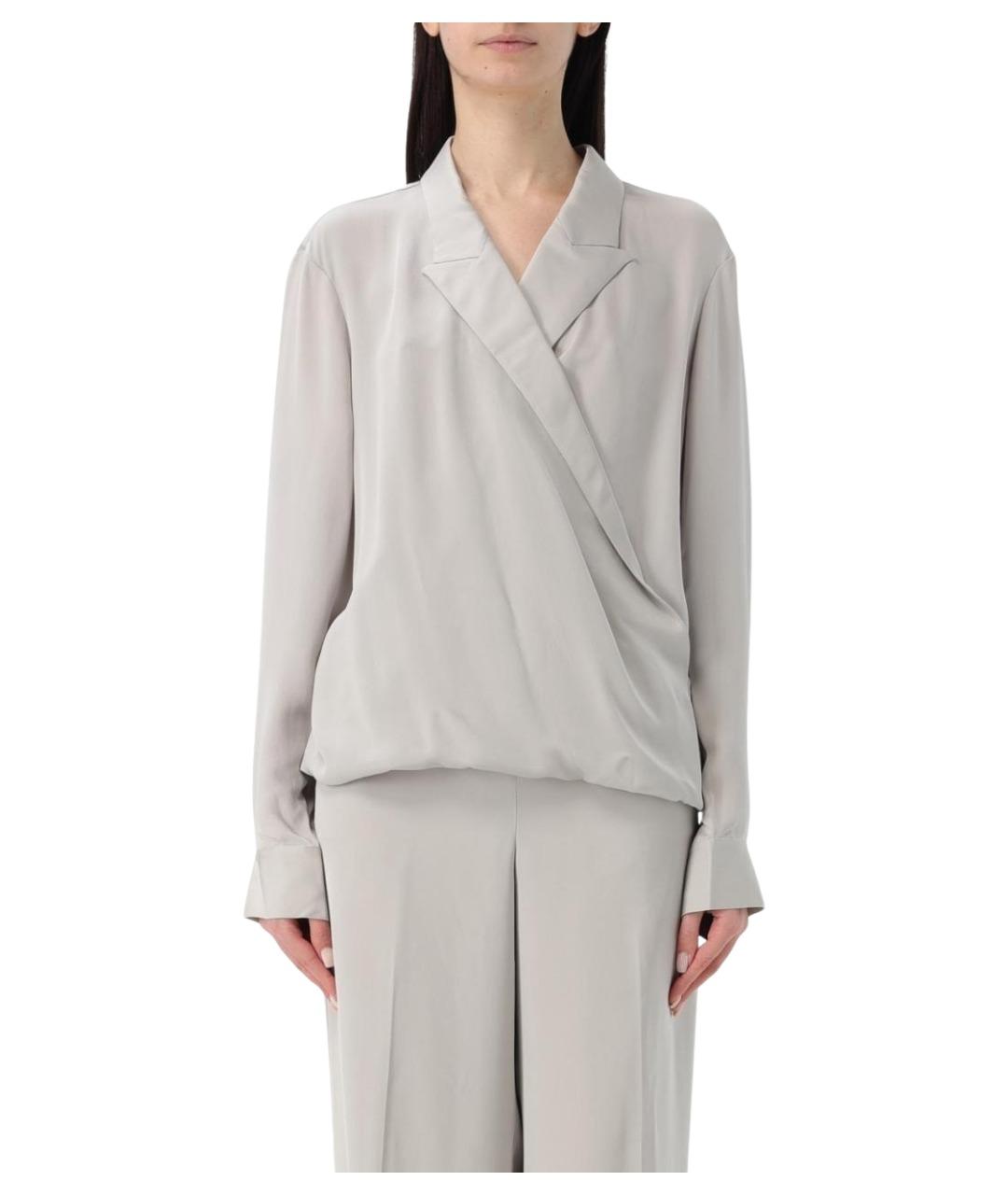 THEORY Серая шелковая блузы, фото 1