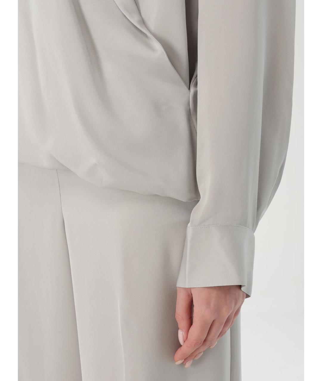 THEORY Серая шелковая блузы, фото 4