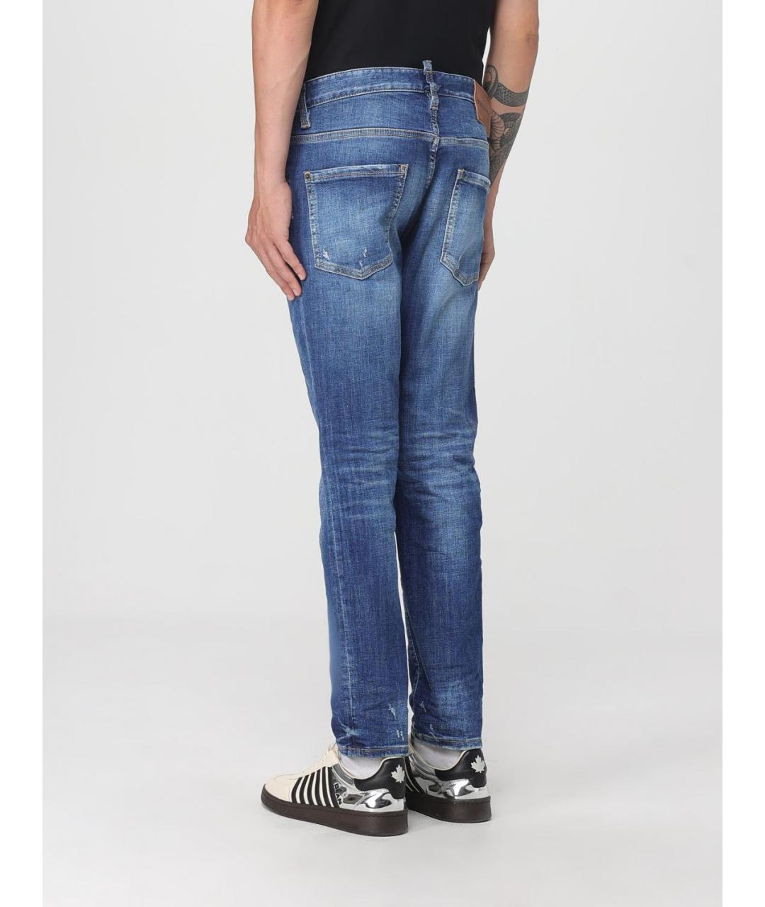 DSQUARED2 Синие хлопко-полиэстеровые джинсы скинни, фото 3