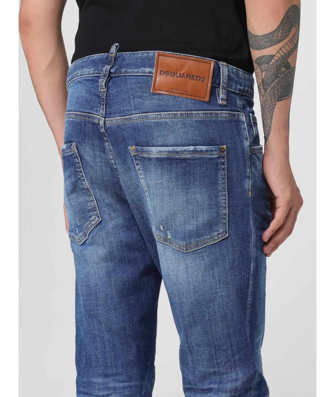 DSQUARED2 Синие хлопко-полиэстеровые джинсы скинни, фото 4