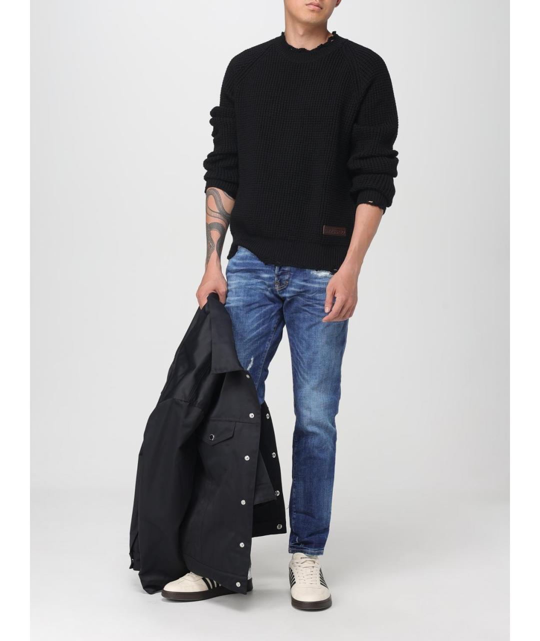 DSQUARED2 Синие хлопко-полиэстеровые джинсы скинни, фото 2