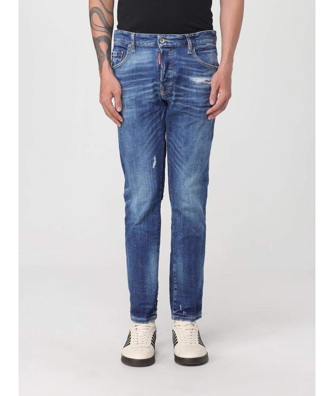 DSQUARED2 Синие хлопко-полиэстеровые джинсы скинни, фото 5