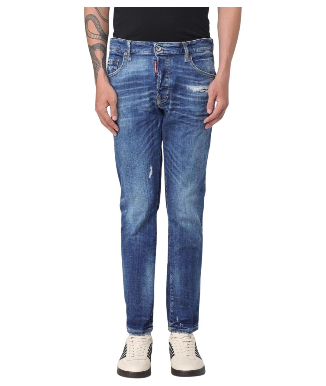 DSQUARED2 Синие хлопко-полиэстеровые джинсы скинни, фото 1