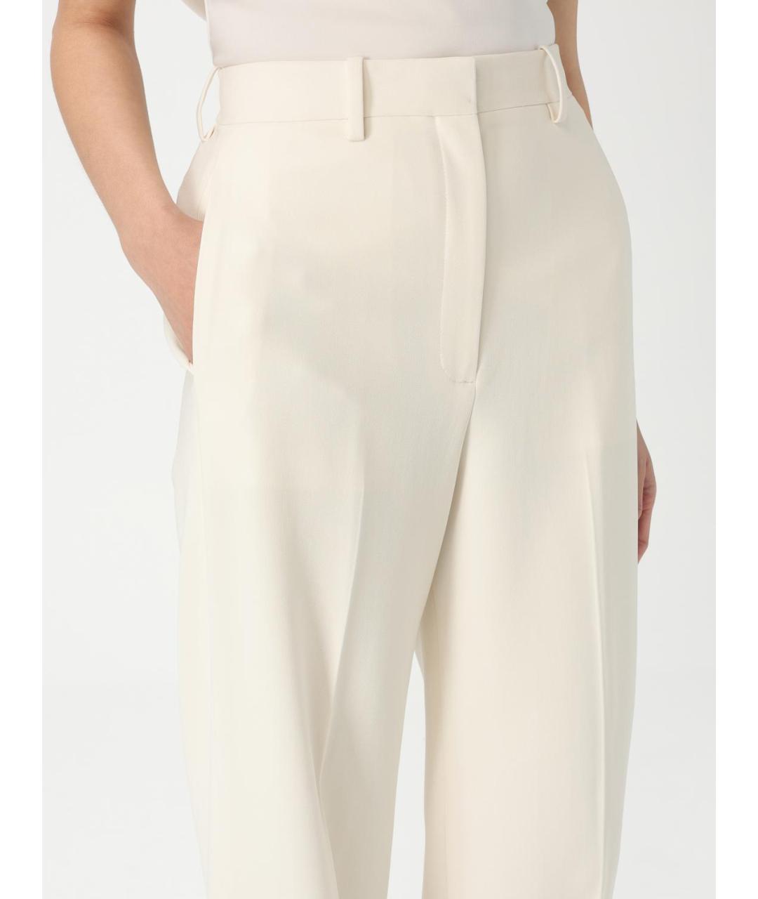 THEORY Бежевые ацетатные прямые брюки, фото 4