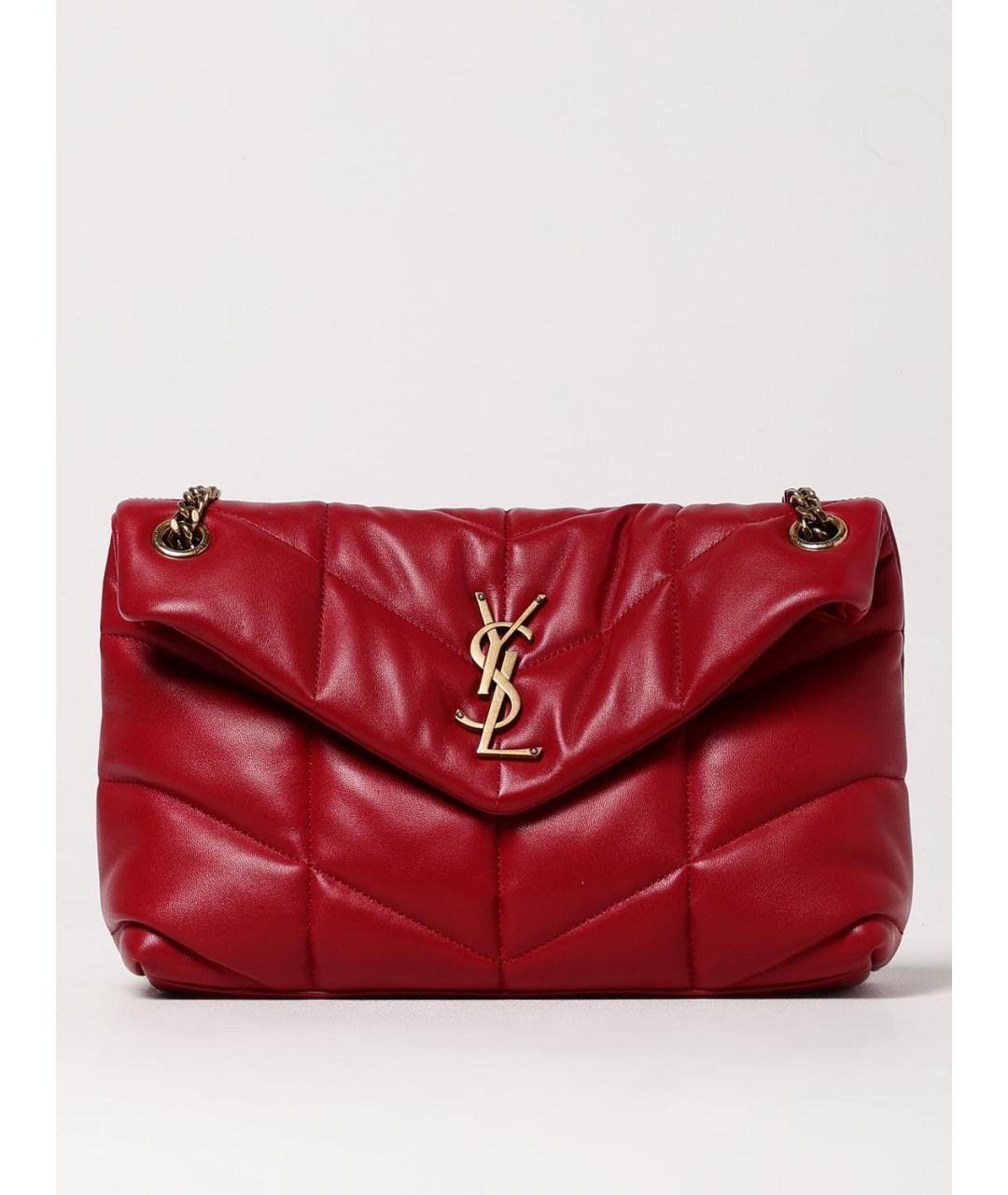 SAINT LAURENT Красная кожаная сумка через плечо, фото 6