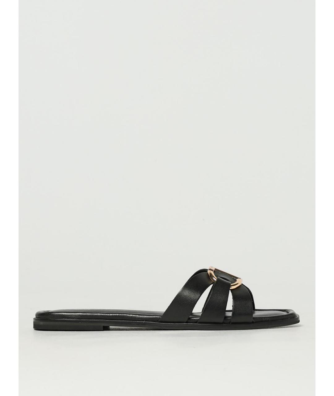 TWIN-SET Черные кожаные шлепанцы, фото 4
