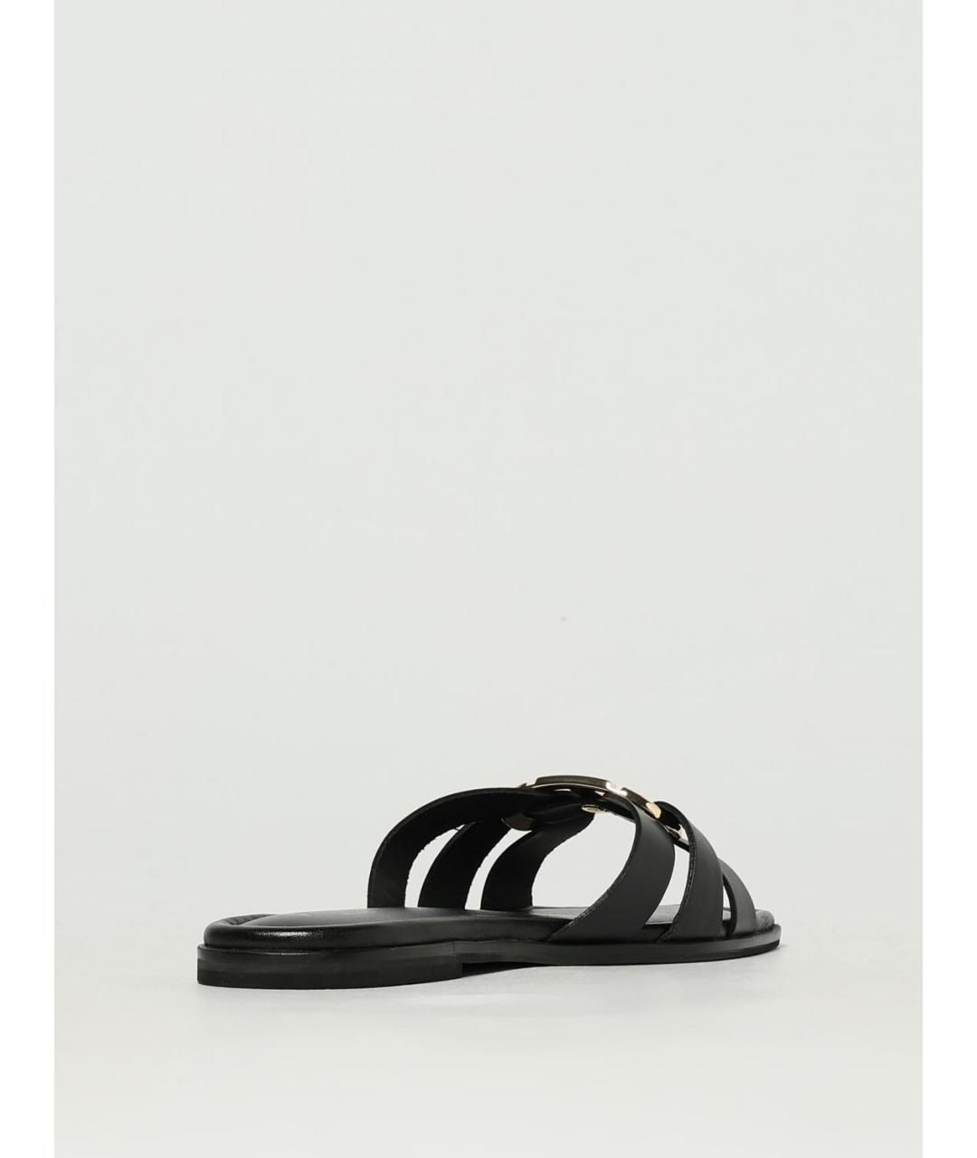 TWIN-SET Черные кожаные шлепанцы, фото 3