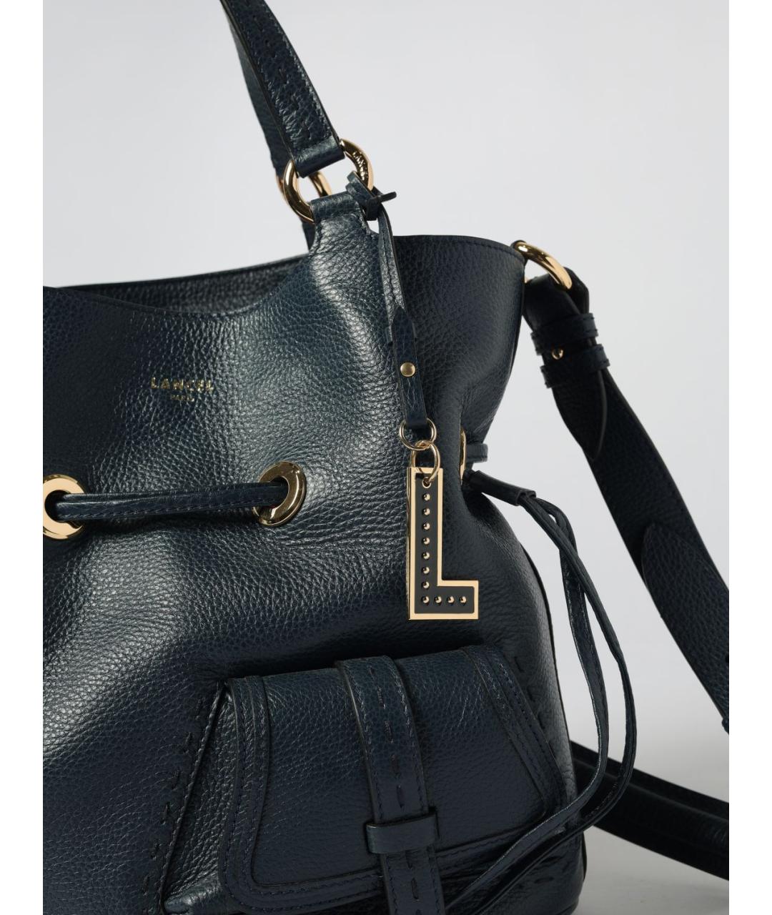 LANCEL Темно-синяя кожаная сумка тоут, фото 3