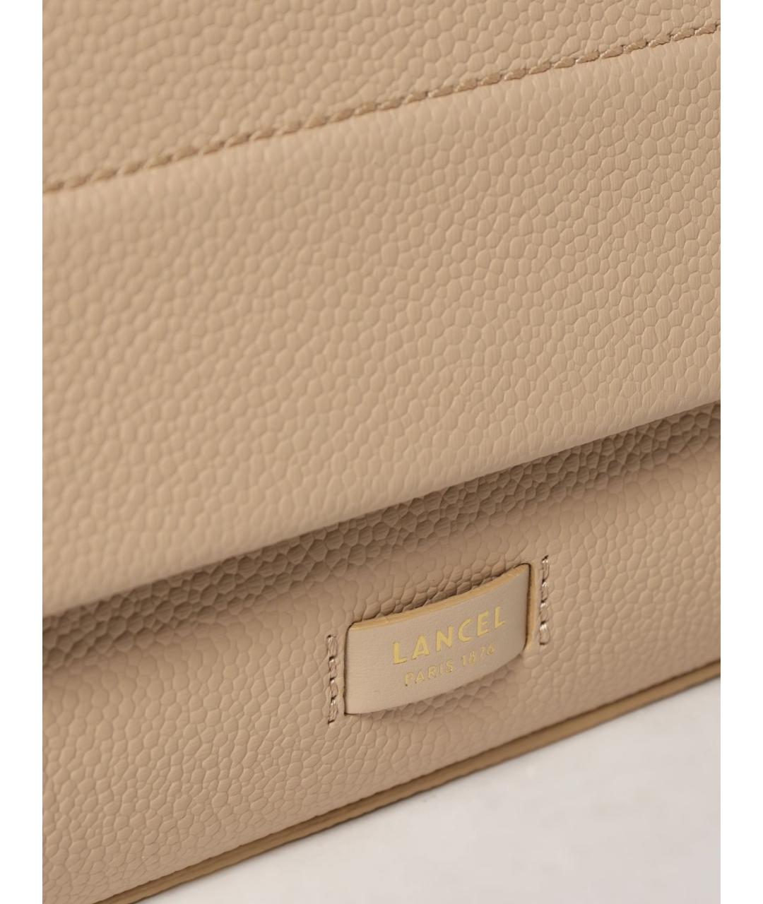 LANCEL Бежевая кожаная сумка через плечо, фото 3