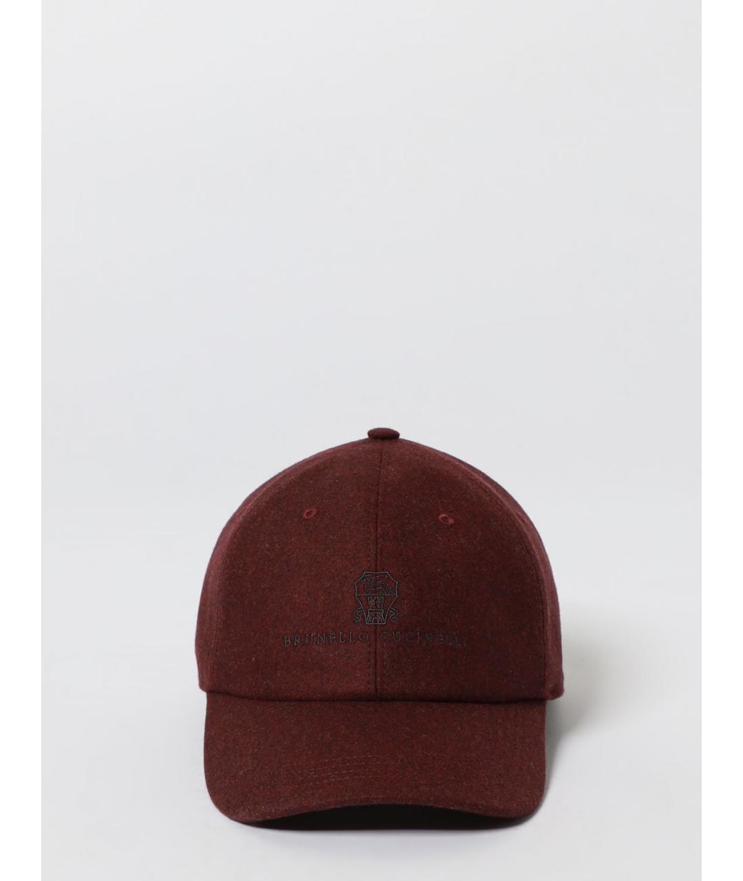 BRUNELLO CUCINELLI Бордовая шерстяная кепка/бейсболка, фото 4