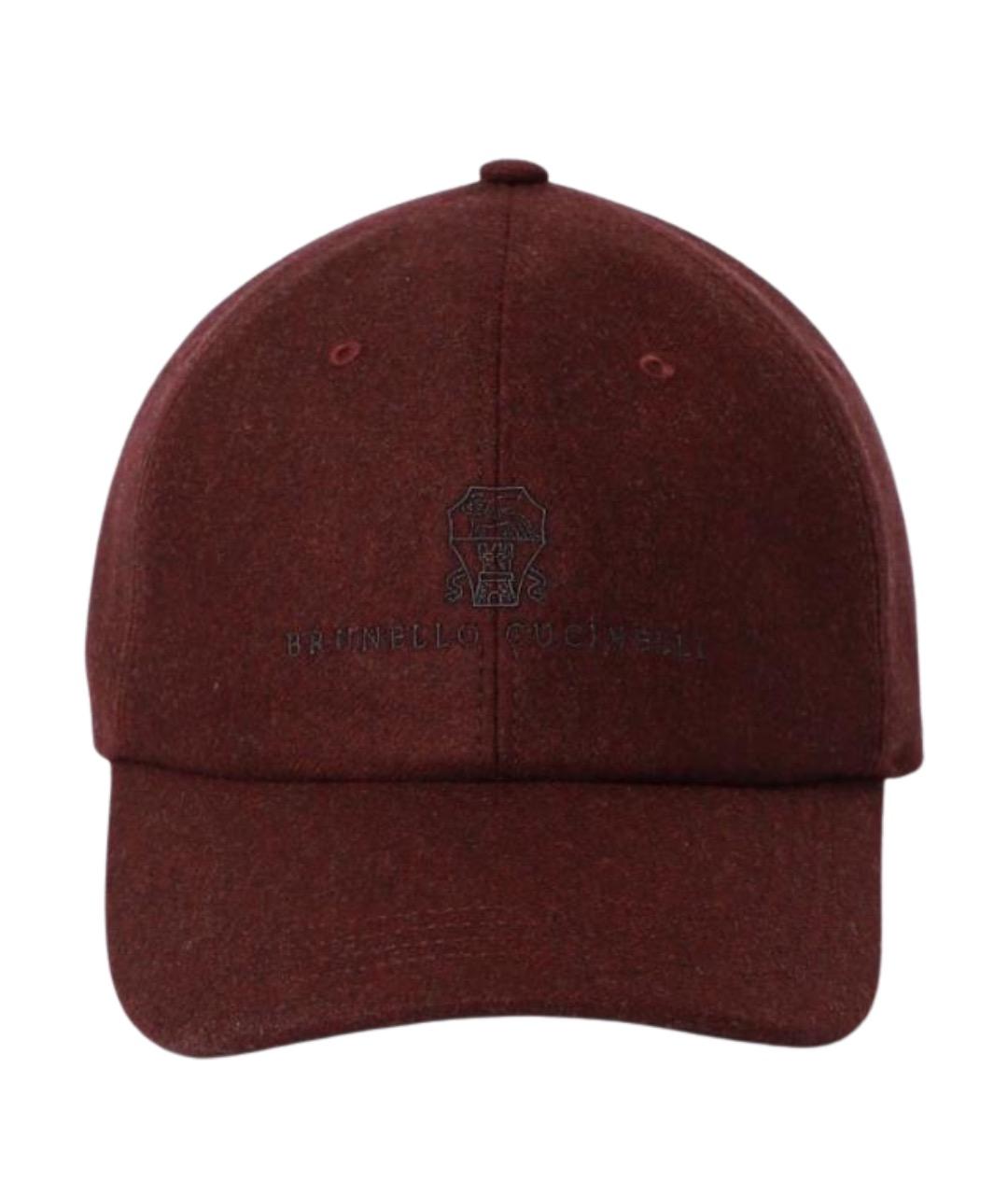 BRUNELLO CUCINELLI Бордовая шерстяная кепка/бейсболка, фото 1